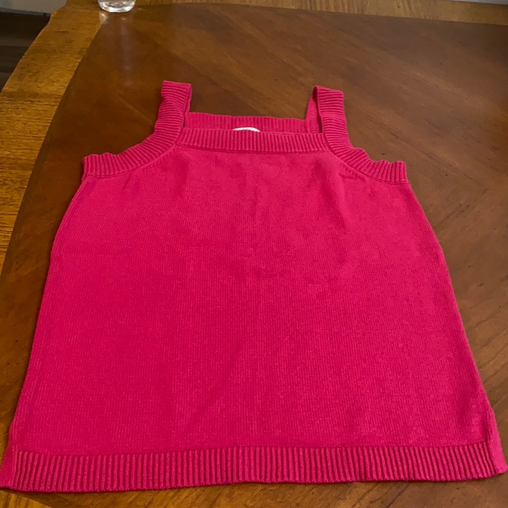 Loft hot pink sleeveless knitted tank top Sz L